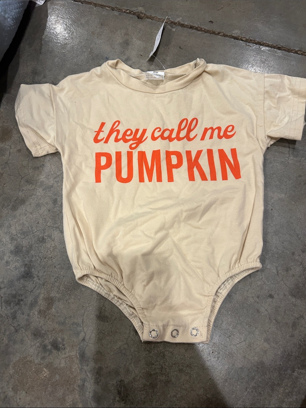 Kids One-Piece Bodysuit "They Call Me Pumpkin" - Cream with Orange Print